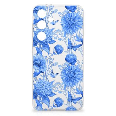 TPU Case voor Samsung Galaxy S24 FE Flowers Blue