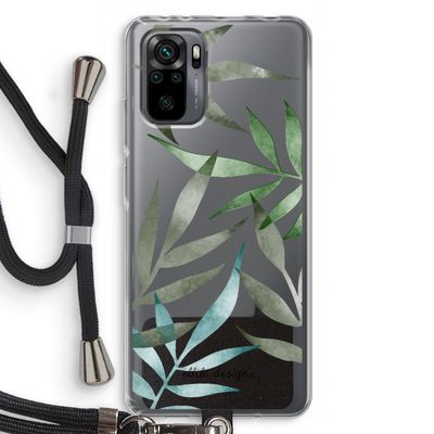 Tropical watercolor leaves: Xiaomi Redmi Note 10 Pro Transparant Hoesje met koord