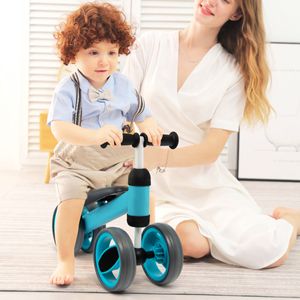 4 Wielen Kinderloopfiets Balansfiets Kinderloopfiets Driewieler Zonder Pedaal Loopfiets voor Kinderen van 1 tot 2 Jaar Blauw