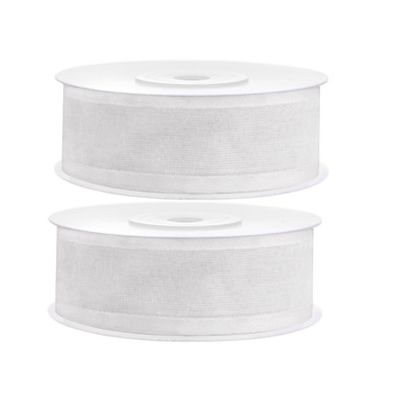 2x Hobby/decoratie witte chiffon sierlinten 2,5 cm/25 mm x 25 meter