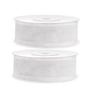 2x Hobby/decoratie witte chiffon sierlinten 2,5 cm/25 mm x 25 meter