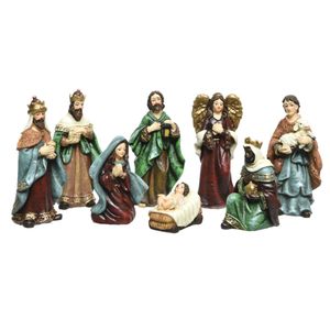 Kerststal beelden/kerstbeelden - Set 8x stuks - tot 9 cm - polyresin