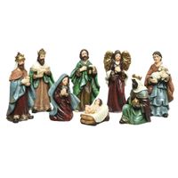 Kerststal beelden/kerstbeelden - Set 8x stuks - tot 9 cm - polyresin