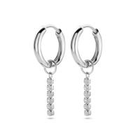 Gerhodineerd 925 zilveren klapoorringen met zirkonia hanger - 15mm