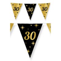 Leeftijd verjaardag feest vlaggetjes 30 jaar geworden zwart/goud 10 meter   -