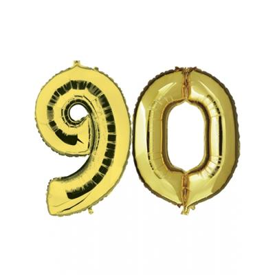 90 jaar verjaardag - Folie ballon cijfers - goud - 88 cm - versiering 90 jaar verjaardag - Folie ballon cijfers - goud - 88 cm - versiering