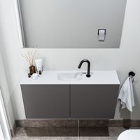 Zaro Polly toiletmeubel 100cm donkergrijs met witte wastafel met kraangat - thumbnail