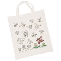 Goki Cotton bag, Butterflies Wit Handtas
