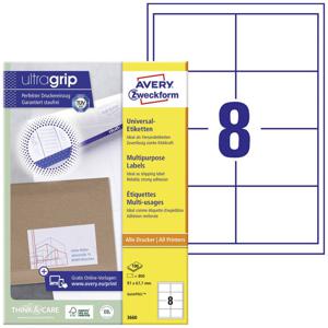 Avery-Zweckform 3660 Universele etiketten 97 x 67.7 mm Papier Wit 800 stuk(s) Permanent hechtend Inkjet, Laser (zwart/wit), Laser (kleur), Kopiëren