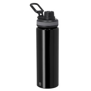 Waterfles/drinkfles sport bidon Fitmaster - zwart - 800 ml - aluminium - schroefdop