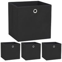 Opbergboxen 4 st 32x32x32 cm nonwoven stof zwart - thumbnail