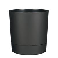 Mica Decorations Bloempot Coco - met onderschaal - antraciet - H40 x D38 cm - kunststof