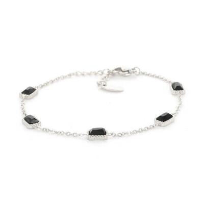 Kalli Armband met Black Rectangle Stones Zilver