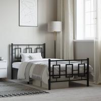 Bedframe met hoofd- en voeteneinde metaal zwart 90x200 cm
