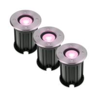 Set van 3 Maisy Smart Grondspots Rond - Ø12cm - 5.5 Watt 345 lumen - RGBWW - Wifi + Bluetooth - Bestuurbaar via app - IP67 waterdicht - Google Home - Amazon Alexa - RVS