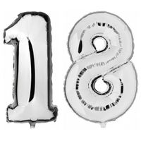 18 jaar zilveren folie ballonnen 88 cm leeftijd/cijfer - thumbnail