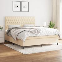 Boxspring met matras stof crèmekleurig 180x200 cm