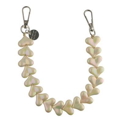 Telefoonkoord Heart - Beige Glimmend - Zilver Telefoonkoord Heart - Beige Glimmend - Zilver