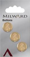 Milward Knoop Metaal Wapenschild Goud 15mm (3 stuks)