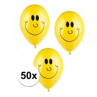 Gele smiley ballonnen 50 stuks   -