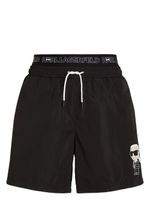 Karl Lagerfeld short de bain Ikonik à taille double - Noir - thumbnail