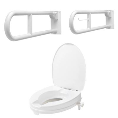 Secucare set S4 toiletbeugels opklapbaar 800mm met wc verhoger met deksel 60mm Secucare set S4 toiletbeugels opklapbaar 800mm met wc verhoger met deksel 60mm
