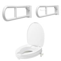 Secucare set S4 toiletbeugels opklapbaar 800mm met wc verhoger met deksel 60mm