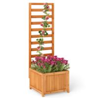 Houten Verhoogde Plantenbak met Klimrek 123 cm Hoge Verhoogde Plantenbak met Afwateringsgaten en Openingen voor Klimplanten