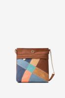 Vierkante suède schoudertas met patch - BROWN - U