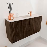 Toiletmeubel Mondiaz Joya Dlux | 80 cm | Meubelkleur Walnut | Faye wastafel Meli Wasbak Midden | 1 kraangat