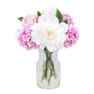 Bloemenvaas melkbus fles model Milky - transparant glas - D19 x H40 cm