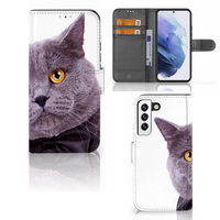 Samsung Galaxy S22 Telefoonhoesje met Pasjes Kat - thumbnail
