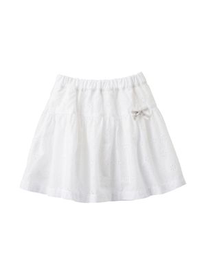familiar jupe volantée à broderie anglaise - Blanc