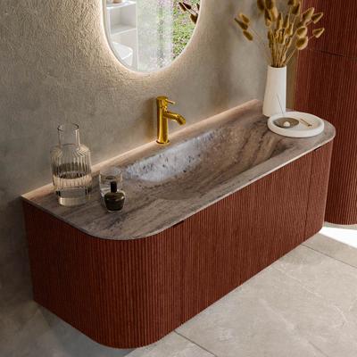 Badmeubel Mondiaz Kurve-Dlux | 120 cm | Meubelkleur Ruby | Wastafelkleur Oza | Solid surface | Wasbak midden spoelbak | 1 kraangat