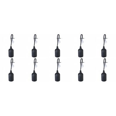 Verhuisfitting 10 Stuks - E27 Fitting/Houder - Kunststof Zwart 15cm Draad