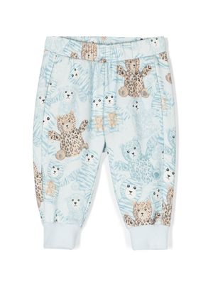 Roberto Cavalli Junior pantalon de jogging à imprimé graphique - Bleu