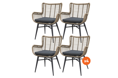 Set van 4 - Jasmine dining tuinstoel - Naturel
