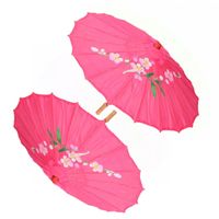 2x stuks chinese deco paraplu fuchsia roze 50 cm