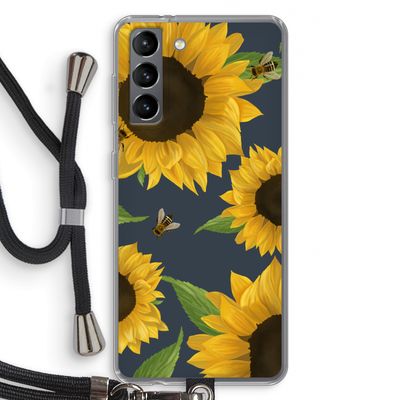 Sunflower and bees: Samsung Galaxy S21 Transparant Hoesje met koord