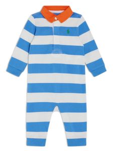 POLO RALPH LAUREN KIDS grenouillère rayée à logo Polo Pony brodé - Bleu