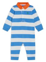 Ralph Lauren Kids grenouillère rayée à logo Polo Pony brodé - Bleu - thumbnail