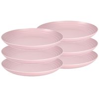 Set van 6x stuks rond kunststof borden oud roze 25 cm - thumbnail