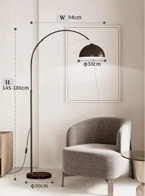 Nordic Arc Luxe Vloerlamp - Minimalistische LED Staande Lamp met Marmeren Basis