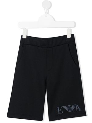 Emporio Armani Kids short à logo brodé - Bleu
