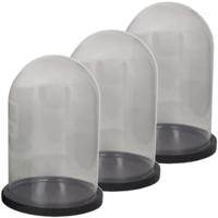 Floran stolp op plateau - 3x - zwart - glas - D15xH25 cm - decoratie - woonaccessoires