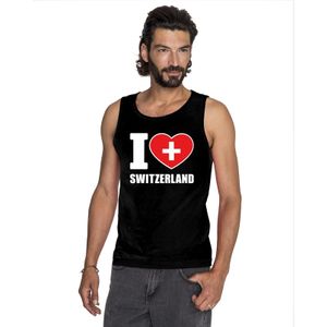 I love Zwitserland supporter mouwloos shirt zwart heren 2XL  -