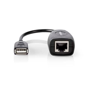 Nedis Actieve USB-Kabel | USB 1.1 | USB-A Male | RJ45 Female | 12 Mbps | 0.20 m | Rond | Vernikkeld | PVC | Koper | Doos - CCGB60EXTBK500