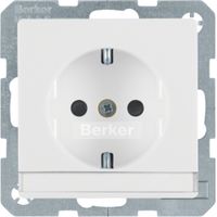 Berker Q.1 stopcontact met randaarde, tekstveld en kinderbeveiliging enkel polarwit