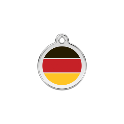 German Flag roestvrijstalen hondenpenning small/klein dia. 2 cm - Reddingo
