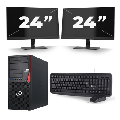 Fujitsu Esprimo P756 Micro Tower - Intel Core i7-6e Generatie - 16GB RAM - 256GB SSD - Windows 11 + 2x 24 inch Monitor